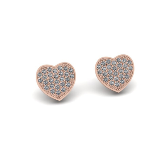 DIAMOND HEART STUD EARRINGS