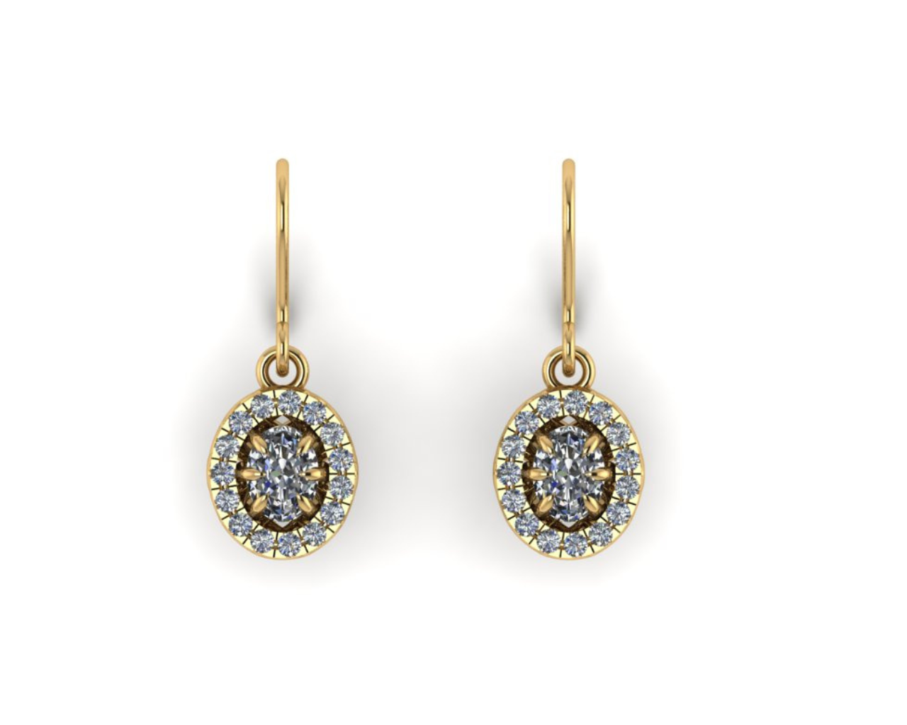 OVAL SOLITAIRE DIAMOND EARRINGS