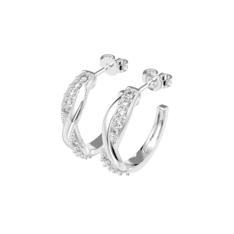 DIAMOND TWIST HOOP EARRINGS