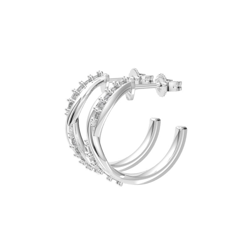 DIAMOND TWIST HOOP EARRINGS