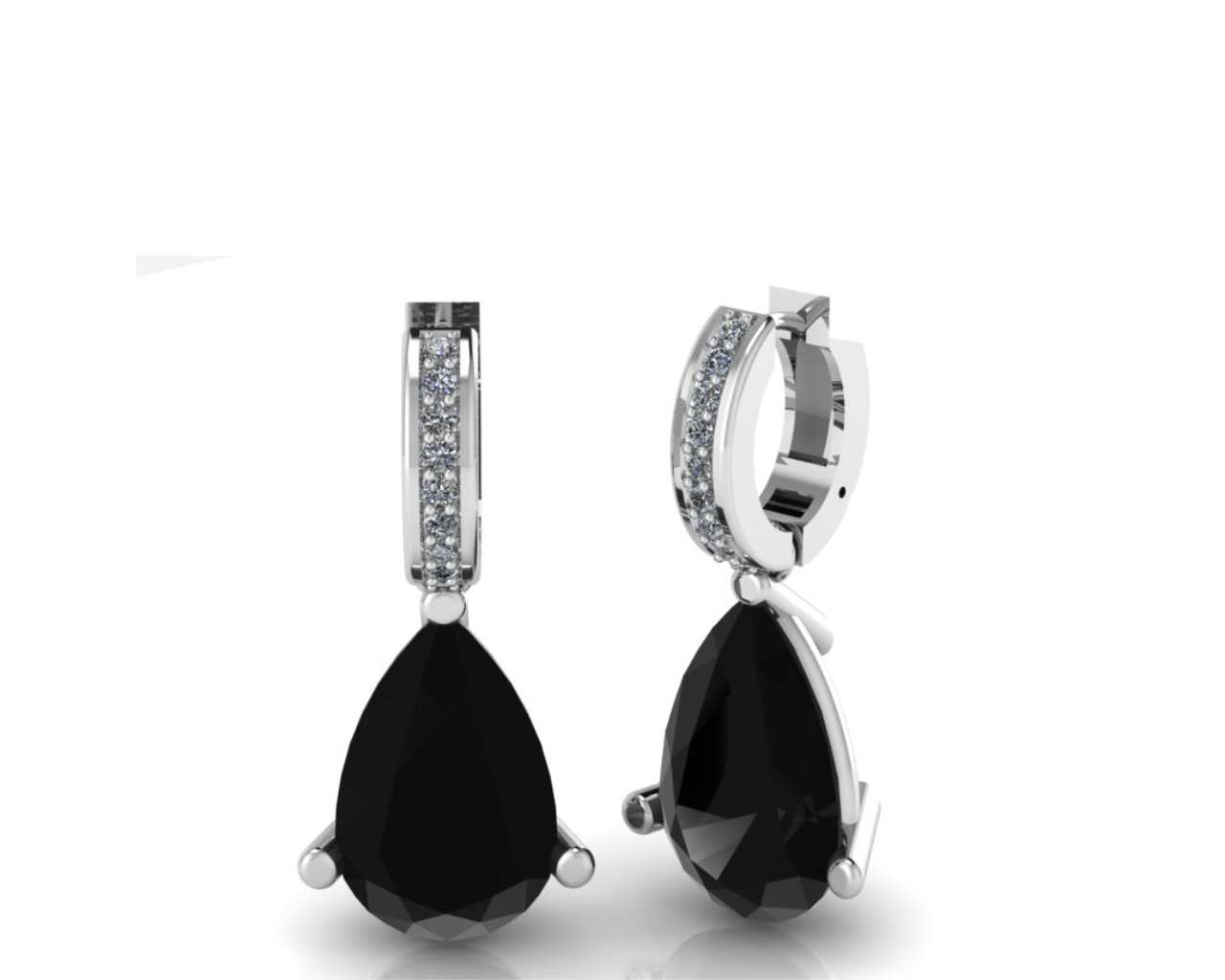 PRECIOUS PEAR BLACK DIAMOND EARRINGS