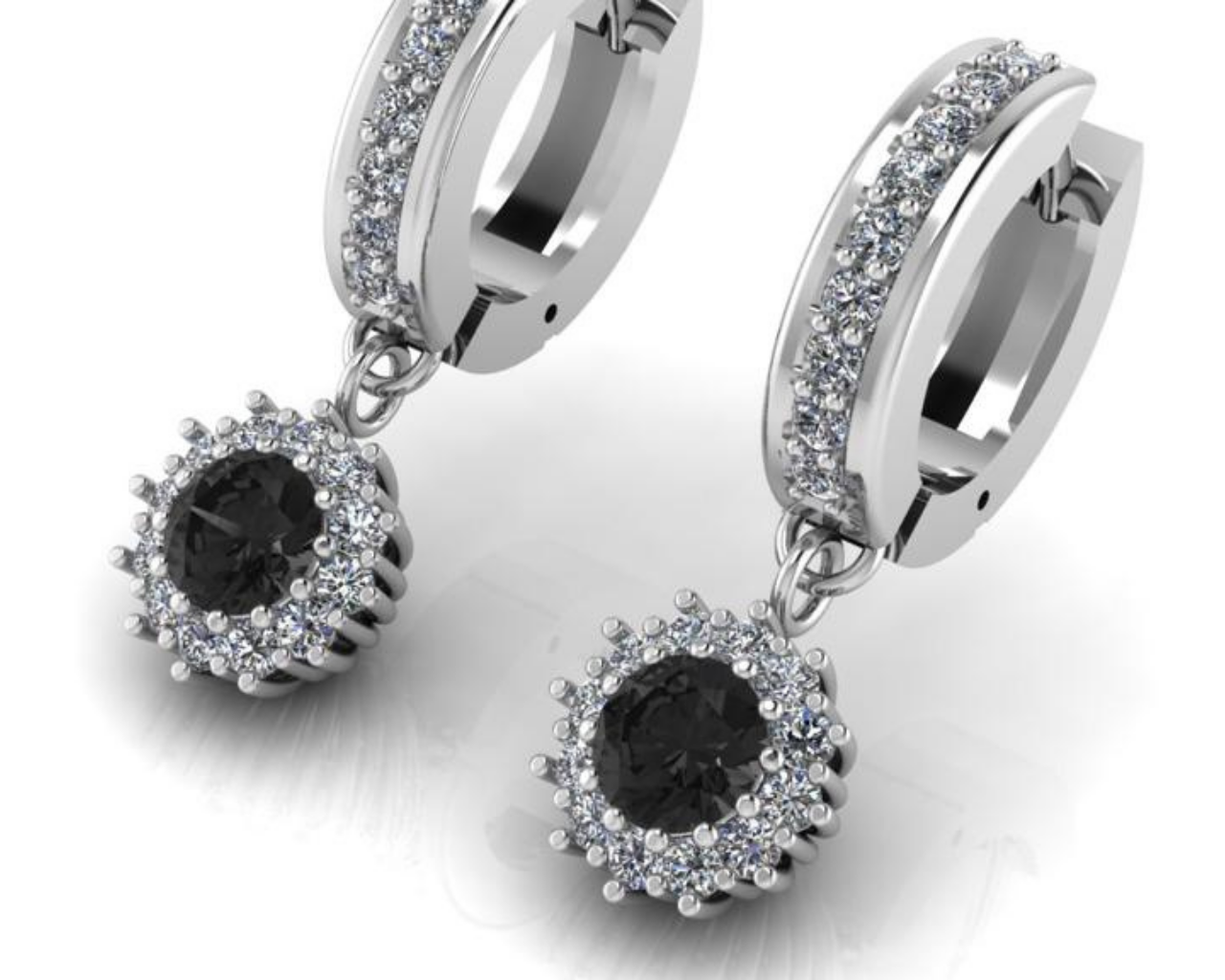 CLASSIC CLUSTER BLACK DIAMOND EARRINGS
