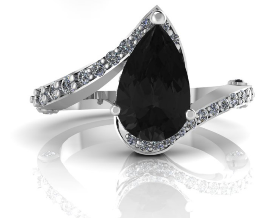 PRECIOUS PEAR BLACK DIAMOND RING