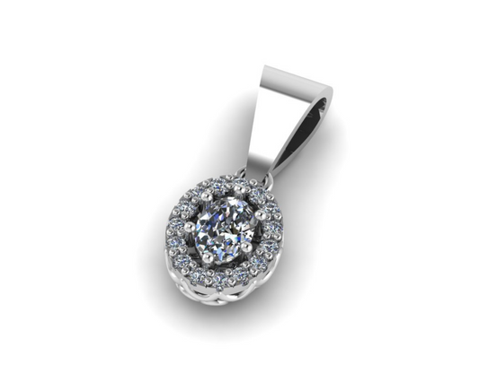 Oval Solitaire Diamond Pendant