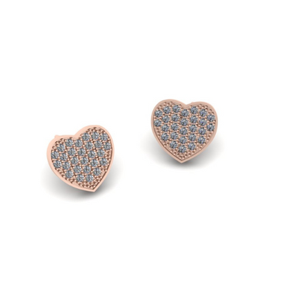 DIAMOND HEART STUD EARRINGS