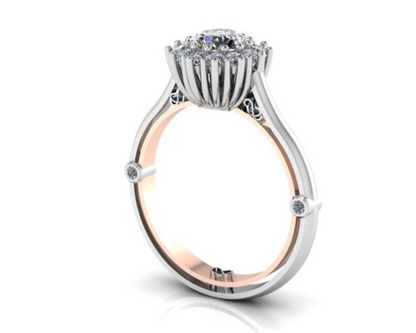 TWO TONE CLASSIC CLUSTER DIAMOND RING