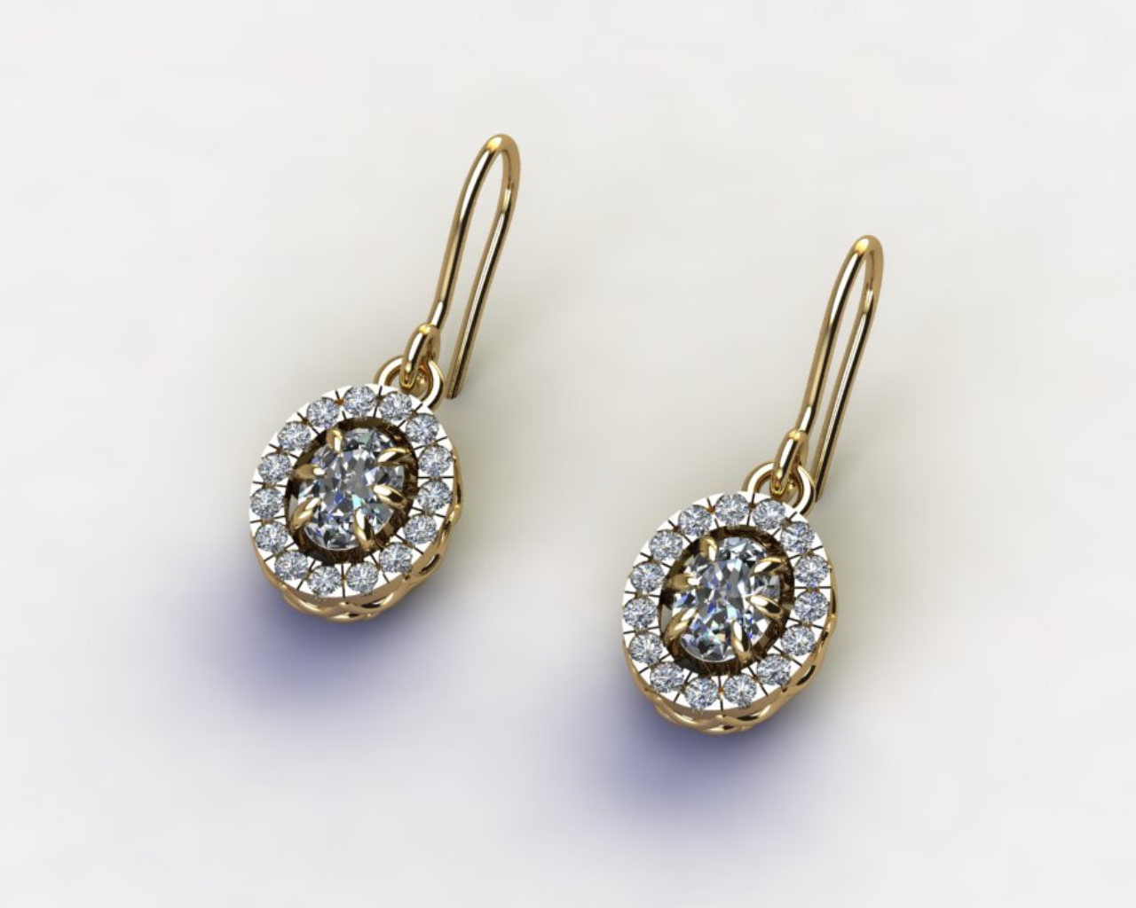 OVAL SOLITAIRE DIAMOND EARRINGS