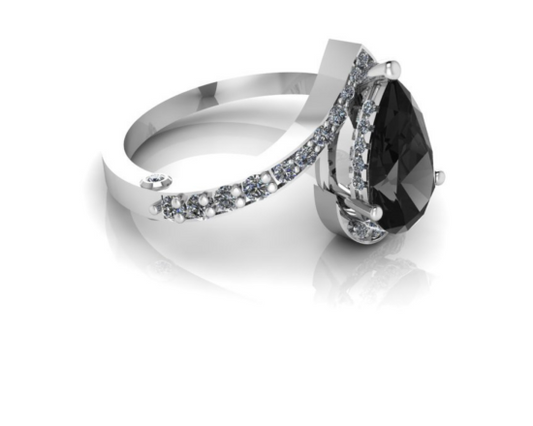 PRECIOUS PEAR BLACK DIAMOND RING